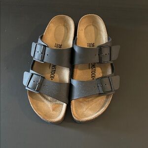 New Black Birkenstock Double-Strap Sandals